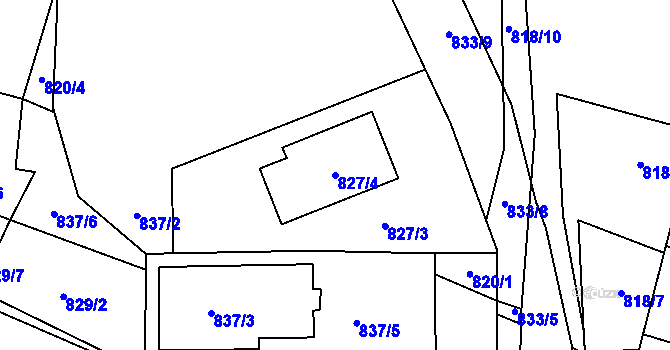 Parcela st. 827/4 v KÚ Veselí nad Lužnicí, Katastrální mapa