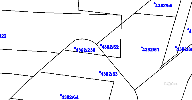 Parcela st. 4382/62 v KÚ Žíšov u Veselí nad Lužnicí, Katastrální mapa