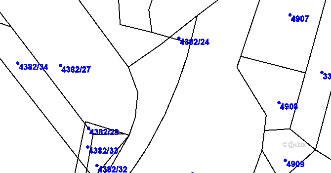 Parcela st. 4382/28 v KÚ Žíšov u Veselí nad Lužnicí, Katastrální mapa