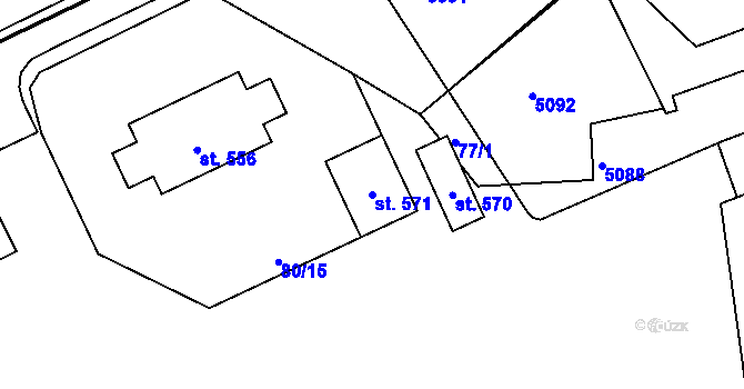 Parcela st. 571 v KÚ Veselí nad Moravou, Katastrální mapa