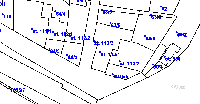 Parcela st. 113/1 v KÚ Veselí nad Moravou, Katastrální mapa