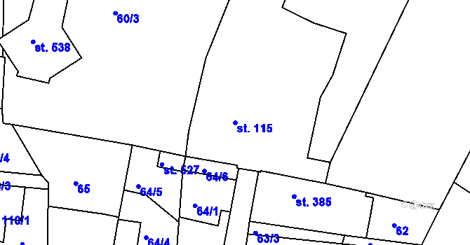 Parcela st. 115 v KÚ Veselí nad Moravou, Katastrální mapa
