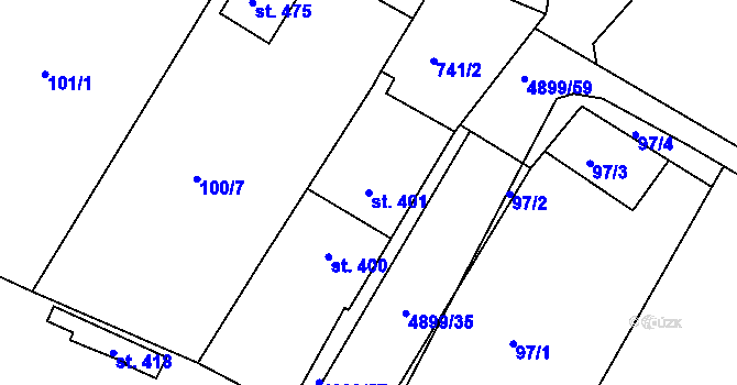 Parcela st. 401 v KÚ Veselí nad Moravou, Katastrální mapa