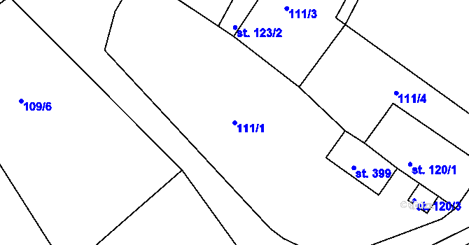 Parcela st. 111/1 v KÚ Veselí nad Moravou, Katastrální mapa