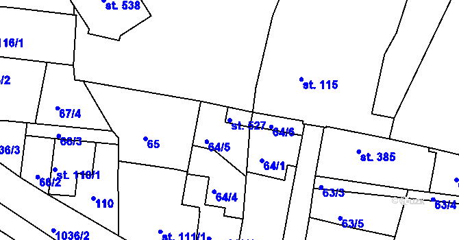 Parcela st. 527 v KÚ Veselí nad Moravou, Katastrální mapa