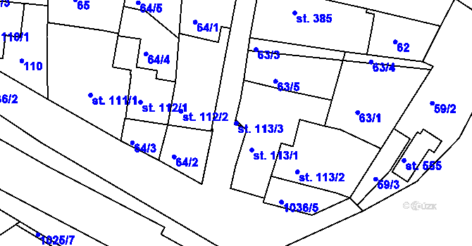 Parcela st. 113/3 v KÚ Veselí nad Moravou, Katastrální mapa