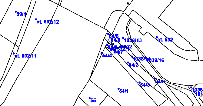 Parcela st. 54/4 v KÚ Veselí nad Moravou, Katastrální mapa