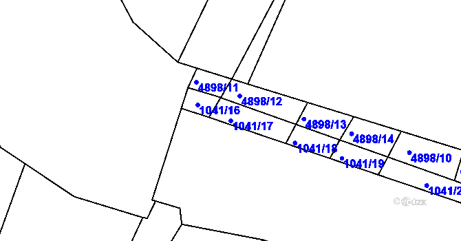 Parcela st. 1041/17 v KÚ Veselí nad Moravou, Katastrální mapa