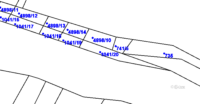 Parcela st. 1041/20 v KÚ Veselí nad Moravou, Katastrální mapa