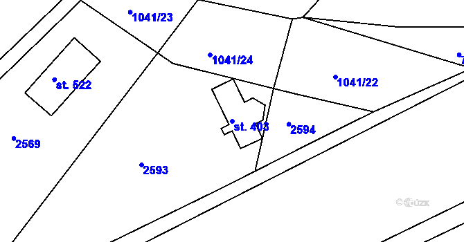 Parcela st. 403 v KÚ Veselí nad Moravou, Katastrální mapa