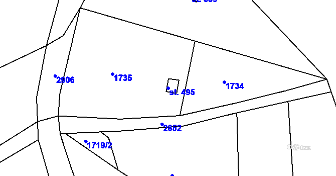 Parcela st. 495 v KÚ Veselí nad Moravou, Katastrální mapa