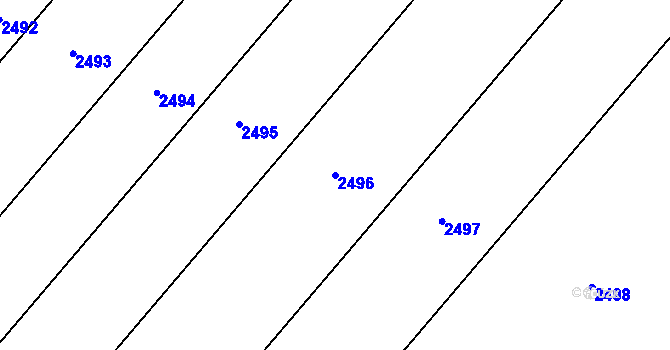 Parcela st. 2496 v KÚ Veselí nad Moravou, Katastrální mapa
