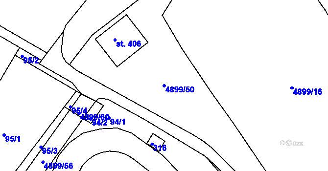 Parcela st. 4899/50 v KÚ Veselí nad Moravou, Katastrální mapa