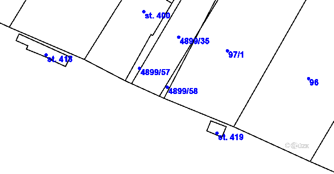Parcela st. 4899/58 v KÚ Veselí nad Moravou, Katastrální mapa