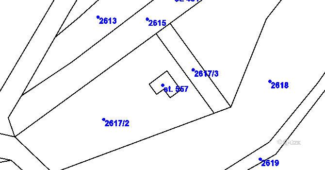 Parcela st. 557 v KÚ Veselí nad Moravou, Katastrální mapa