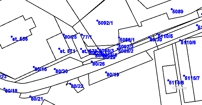 Parcela st. 5088/4 v KÚ Veselí nad Moravou, Katastrální mapa