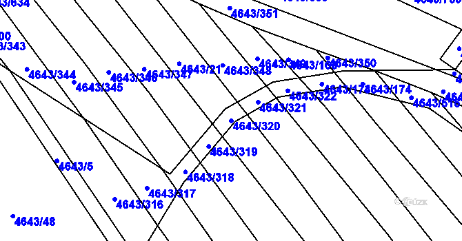 Parcela st. 4643/320 v KÚ Veselí-Předměstí, Katastrální mapa