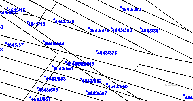 Parcela st. 4643/376 v KÚ Veselí-Předměstí, Katastrální mapa