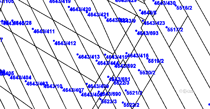 Parcela st. 4643/415 v KÚ Veselí-Předměstí, Katastrální mapa