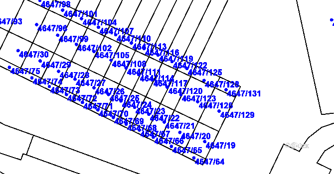 Parcela st. 4647/120 v KÚ Veselí-Předměstí, Katastrální mapa