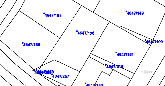 Parcela st. 4647/161 v KÚ Veselí-Předměstí, Katastrální mapa