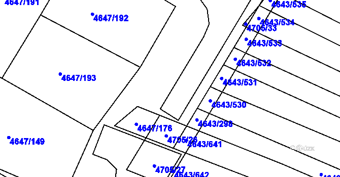Parcela st. 4647/175 v KÚ Veselí-Předměstí, Katastrální mapa