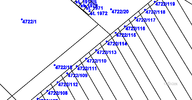 Parcela st. 4722/113 v KÚ Veselí-Předměstí, Katastrální mapa