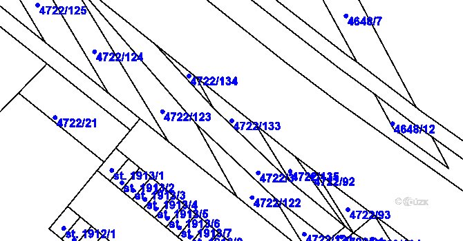 Parcela st. 4722/133 v KÚ Veselí-Předměstí, Katastrální mapa