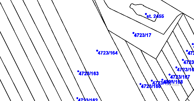 Parcela st. 4723/164 v KÚ Veselí-Předměstí, Katastrální mapa