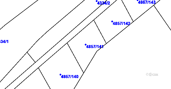 Parcela st. 4857/141 v KÚ Veselí-Předměstí, Katastrální mapa