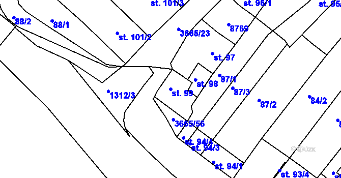 Parcela st. 99 v KÚ Veselí-Předměstí, Katastrální mapa