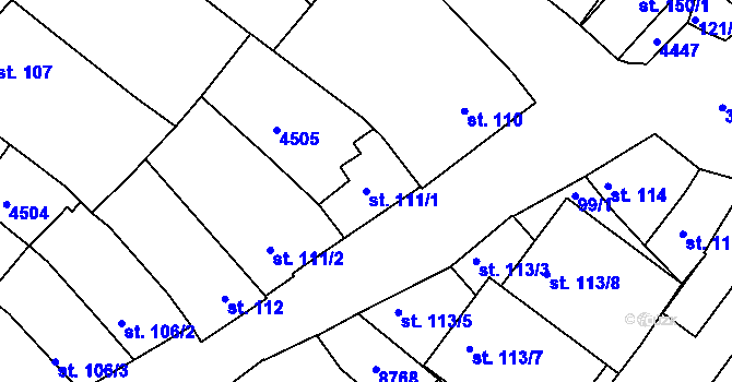 Parcela st. 111/1 v KÚ Veselí-Předměstí, Katastrální mapa