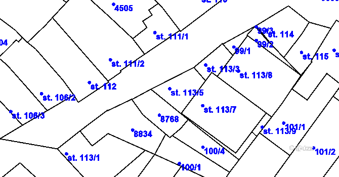 Parcela st. 113/5 v KÚ Veselí-Předměstí, Katastrální mapa