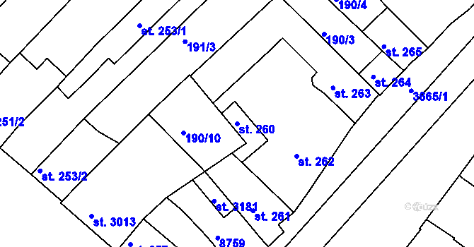 Parcela st. 260 v KÚ Veselí-Předměstí, Katastrální mapa