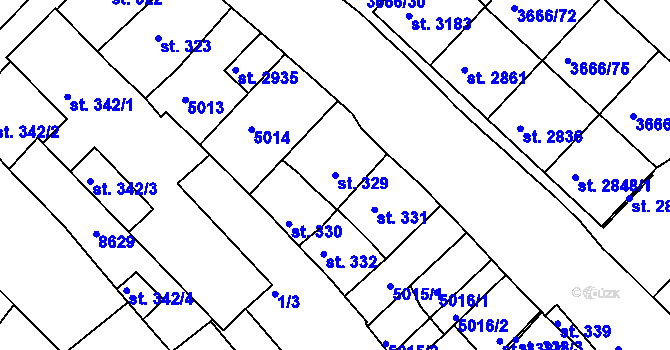 Parcela st. 329 v KÚ Veselí-Předměstí, Katastrální mapa