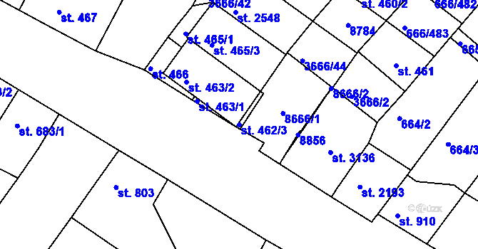 Parcela st. 462/3 v KÚ Veselí-Předměstí, Katastrální mapa