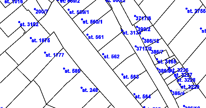 Parcela st. 562 v KÚ Veselí-Předměstí, Katastrální mapa