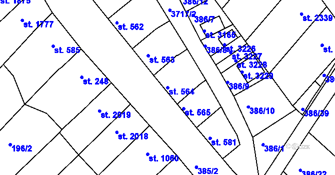 Parcela st. 564 v KÚ Veselí-Předměstí, Katastrální mapa