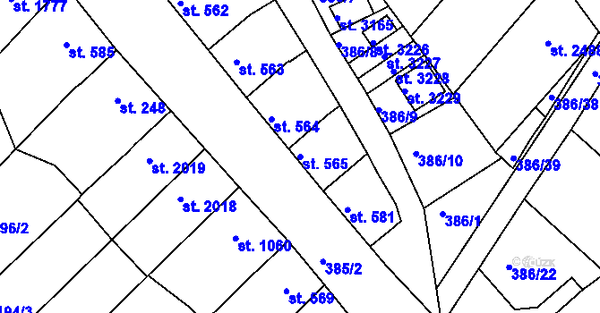 Parcela st. 565 v KÚ Veselí-Předměstí, Katastrální mapa