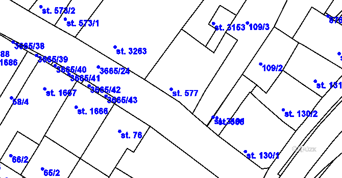 Parcela st. 577 v KÚ Veselí-Předměstí, Katastrální mapa