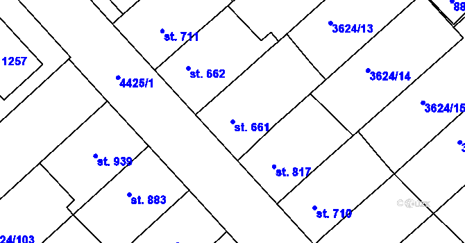 Parcela st. 661 v KÚ Veselí-Předměstí, Katastrální mapa