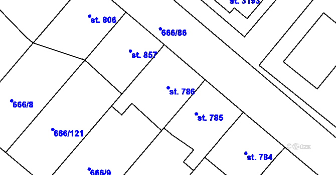 Parcela st. 786 v KÚ Veselí-Předměstí, Katastrální mapa