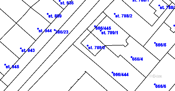 Parcela st. 789/2 v KÚ Veselí-Předměstí, Katastrální mapa