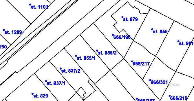 Parcela st. 855/2 v KÚ Veselí-Předměstí, Katastrální mapa