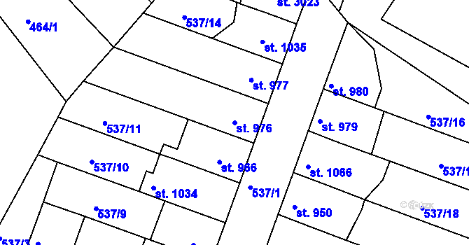Parcela st. 976 v KÚ Veselí-Předměstí, Katastrální mapa