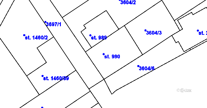 Parcela st. 990 v KÚ Veselí-Předměstí, Katastrální mapa