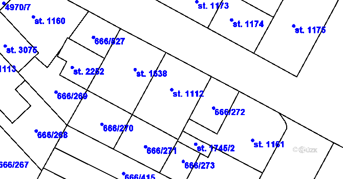 Parcela st. 1112 v KÚ Veselí-Předměstí, Katastrální mapa