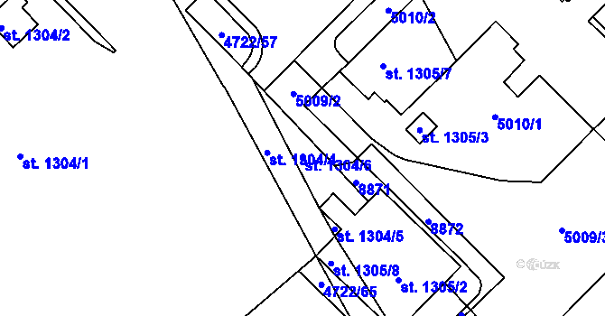 Parcela st. 1304/6 v KÚ Veselí-Předměstí, Katastrální mapa