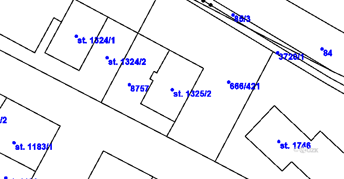 Parcela st. 1325/2 v KÚ Veselí-Předměstí, Katastrální mapa