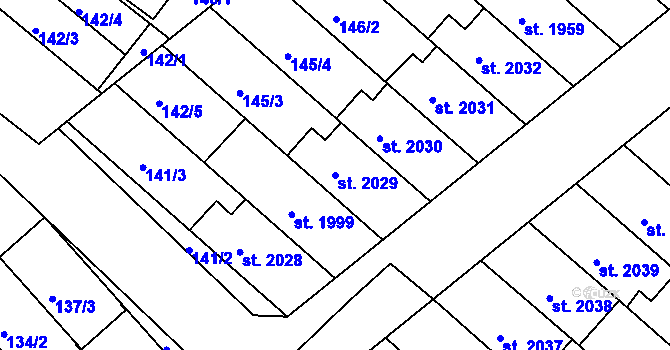 Parcela st. 2029 v KÚ Veselí-Předměstí, Katastrální mapa